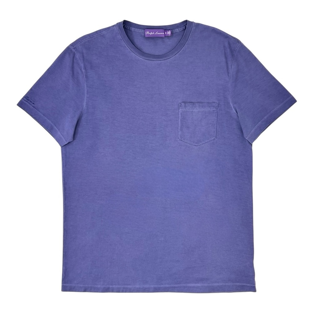 Ralph Lauren Purple Label Garment Dyed Blue Purple Pocket Square T-Shirt Tee